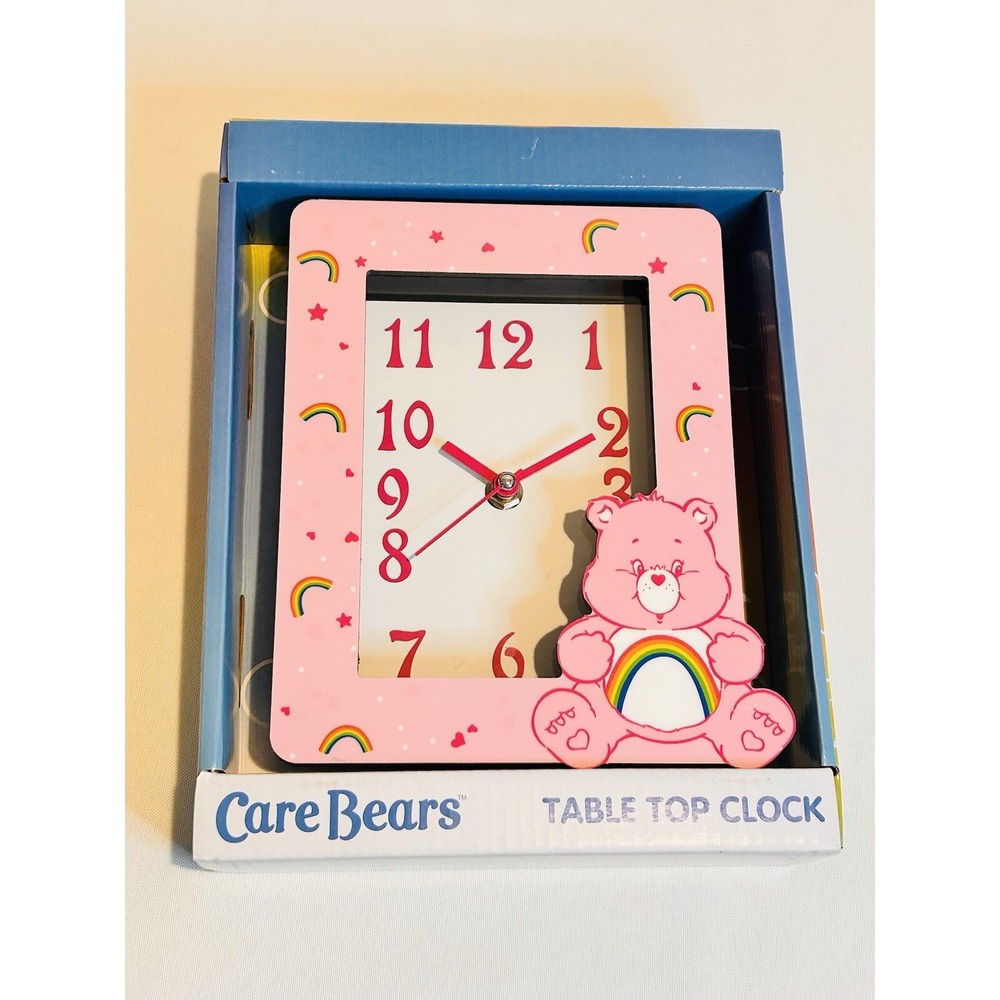 Care Bears Table Top Clock Pink Cheer Bear Rainbow Analog Display 8X7